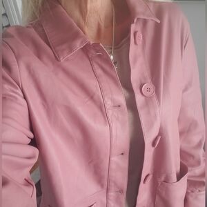 Andrew Marc New York Dusty Rose Button Jacket Shacket Blazer Puff Sleeves